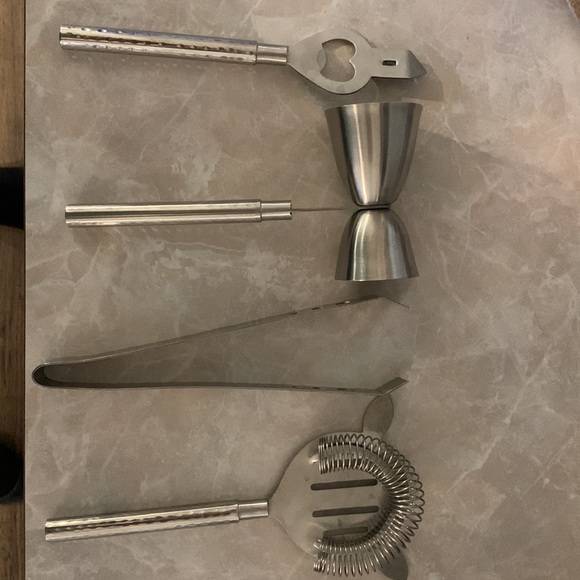Stainless steel bar serving set. Never used other than as decor. - Picture 2 of 3